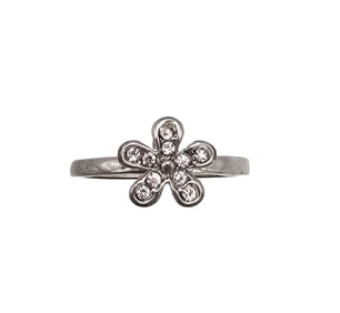Rhinestone Sterling Silver Flower Ring Size 6.5 1.9 G