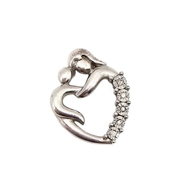 RL Diamond Sterling Silver Mother Child Heart Pendant 1.8 G