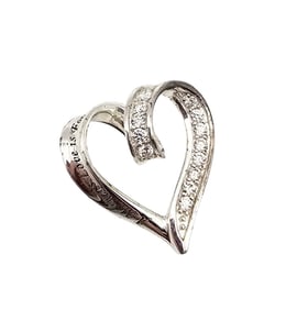 Ross Simons Rhinestone Sterling Silver Heart Pendant 3.1  G
