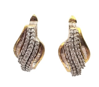 OTC Diamond Gold Over Sterling Silver Hoop Earrings 5.2 G