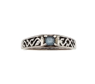 Topaz Sterling Silver Filigree Cocktail Ring Size 7.75 2.6 G
