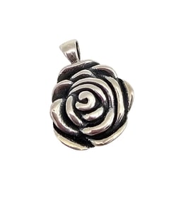 Y Sterling Silver Hollow Form Rose Pendant 2.6 G