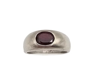FAS Garnet Sterling Silver Cocktail Ring Size 6.5 3.8 G