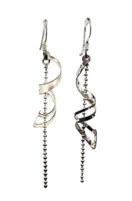 Sterling Silver Spiral Ball Chain Dangle Earrings 2.2 G