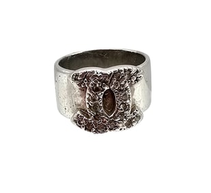 Chanel Rhinestone Sterling Silver Ring Size 5.25 7 G