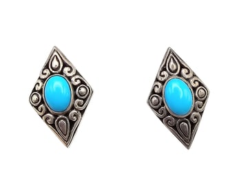 J Turquoise Sterling Silver Earrings 3.5 G