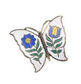 Enamel Sterling Silver Butterfly Brooch 8.5 G