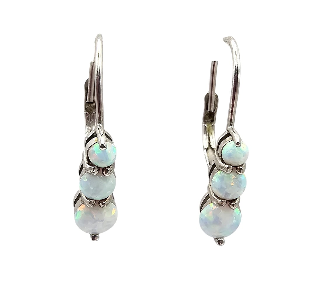 FAS Opal Sterling Silver Dangle Earrings 2.3 G (1 of 4)