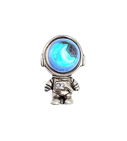 S Glass Sterling Silver Astronaut Charm 2.5 G