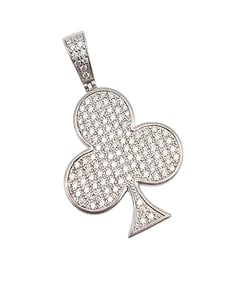 S Diamond Sterling Silver Clubs Pendant 4.9 G