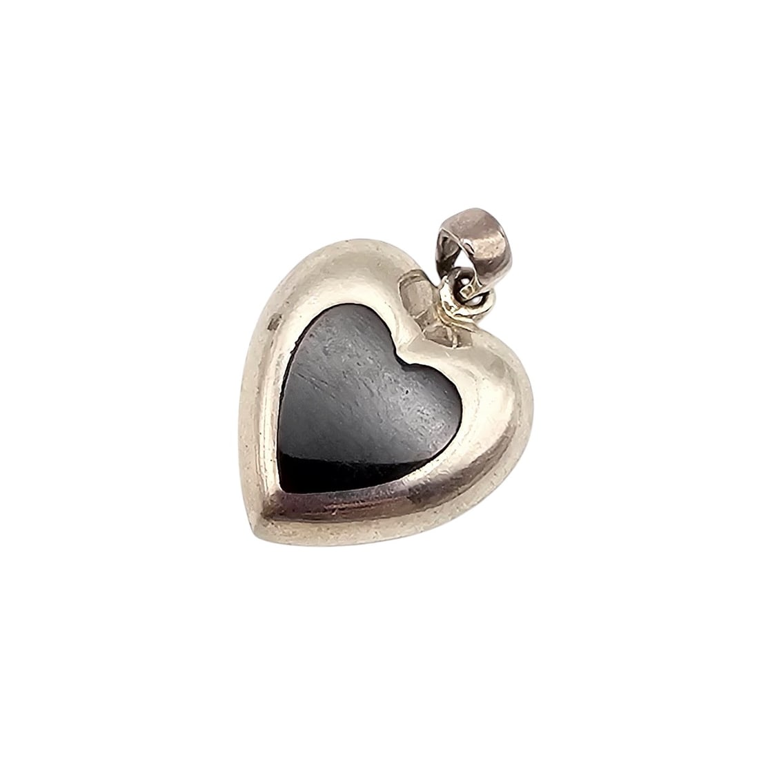Onyx Sterling Silver Heart Pendant 2.8 G: Onyx Sterling Silver Heart Pendant 2.8 G