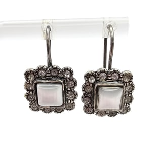Mother Of Pearl Sterling Silver Dangle Earrings 4.2 G
