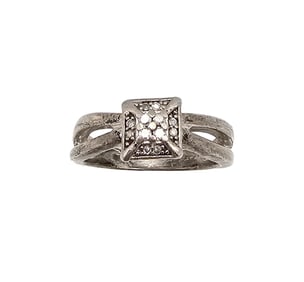 B SS Diamond Sterling Silver Cocktail Ring Size 6.25 4.7 G
