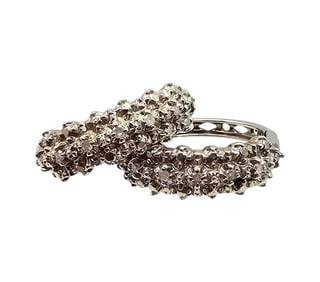 Diamond Sterling Silver Hoop Earrings 4.6 G