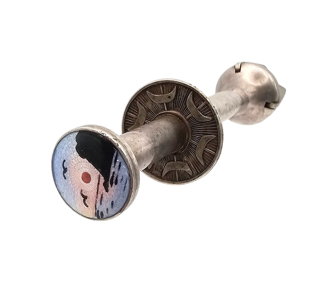 Vintage Norway Guilloche Enamel Silver Tone Ice Sugar Olive Tongs: Vintage Norway Guilloche Enamel Silver Tone Ice Sugar Olive Tongs