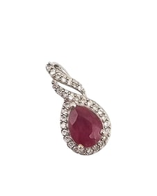 D'Joy Ruby White Zircon Sterling Silver Pendant 1.5 G