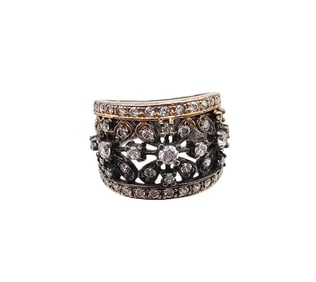 Ross Simons DQ Cubic Zirconia Gold Over Sterling Silver Cocktail Ring Size 5.5 7.1 G