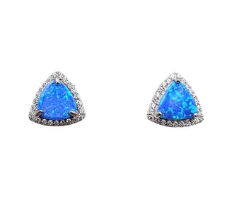 Topaz Opal Sterling Silver Earrings 2.1 G