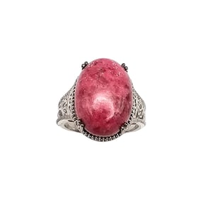 D'Joy Rhodonite Sterling Silver Ring Size 10.5 10.4 G