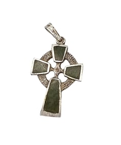 M Raw Peridot Sterling Silver Celtic Cross Pendant 3 G