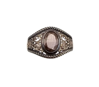 STS Chocolate Sapphire Sterling Silver Cocktail Ring Size 9.5 5.5 G