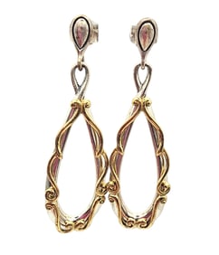 Barse R Sterling Silver Two-Tone Dangle Earrings 7.8 G
