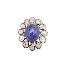 D'Joy Diamond Sterling Silver Cocktail Ring Size 7.75 4.6 G