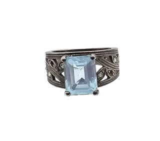 Topaz Sterling Silver Cocktail Ring Size 6 6 G