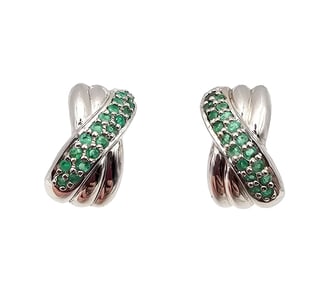 CNA Emerald Sterling Silver Earrings 7 G