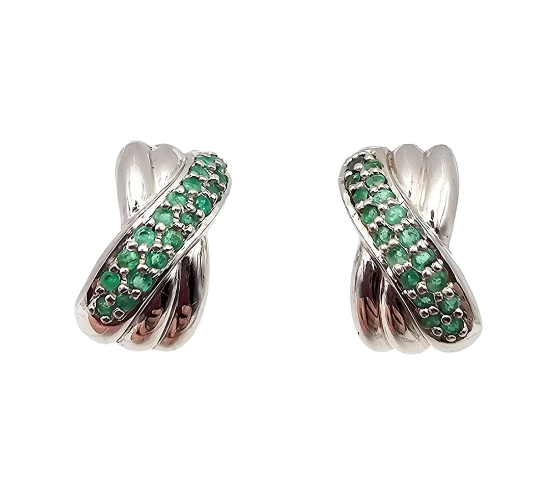 CNA Emerald Sterling Silver Earrings 7 G (1 of 4)