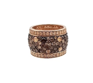 YJ Rhinestone Rose Gold Over Sterling Silver Cocktail Ring Size 6.25 11.9 G