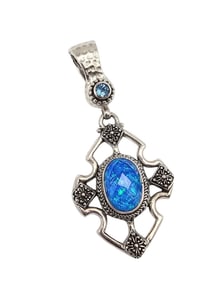 Topaz Faux Opal Sterling Silver Pendant 17 G