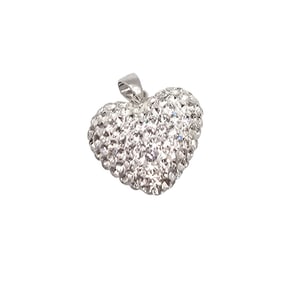 Rhinestone Sterling Silver Heart Pendant 3.5 G