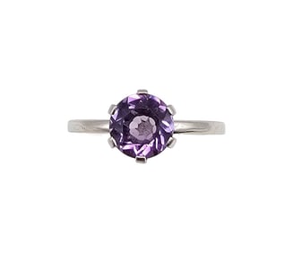 GM Amethyst Sterling Silver Cocktail Ring Size 7.5 2.4 G