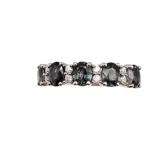 D'Joy Sapphire Sterling Silver Cocktail Ring Size 9.5 3.2 G