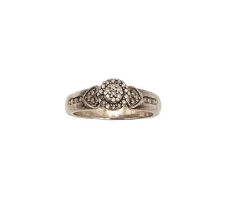 SS Diamond Sterling Silver Cocktail Ring Size 8 5 G