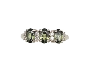 D'Joy Sapphire Sterling Silver Cocktail Ring Size 7.5 3.2 G