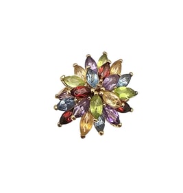 PAJ Multi Gemstone Gold Over Sterling Silver Cocktail Ring Size 7.75 7.1 G