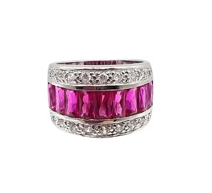 RP Ruby Sterling Silver Cocktail Ring Size 7.25 9.6 G