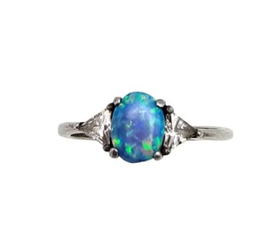 RJ Opal Sterling Silver Cocktail Ring Size 9.75 2.4 G