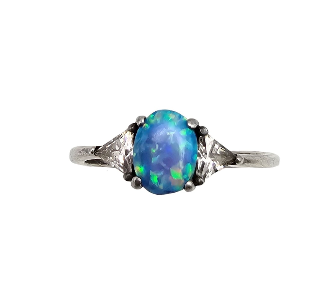 RJ Opal Sterling Silver Cocktail Ring Size 9.75 2.4 G (1 of 4)