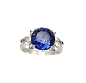 Sapphire Sterling Silver Cocktail Ring Size 7.5 5.2 G