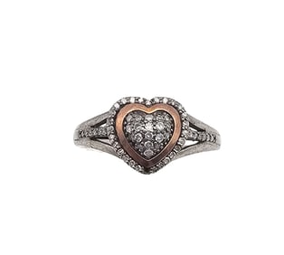 AV Diamond 14K Gold Sterling Silver Cocktail Ring Size 5.75 3.9 G