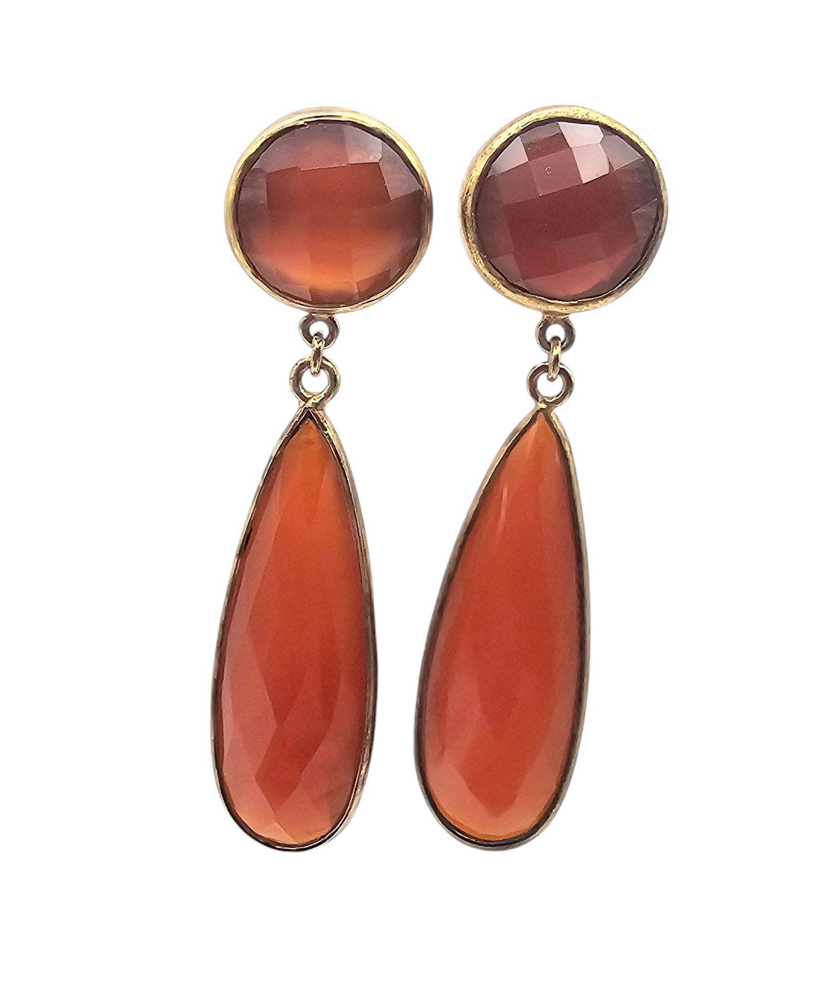 CA Carnelian Gold Over Sterling Silver Dangle Earrings 10.5 G (1 of 4)