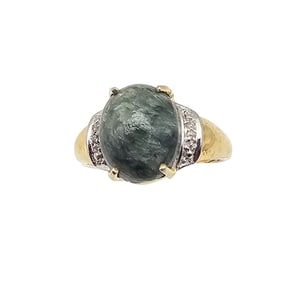 STS Moss Agate Gold Over Sterling Silver Ring Size 7.5 4.5 G