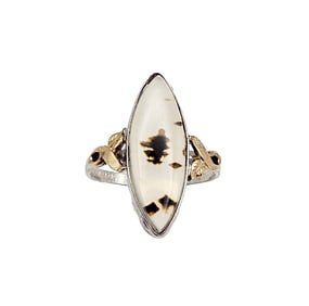 C&C 10K Gold Filled Sterling Silver Moss Agate Ring Size 8.75 3.1 G