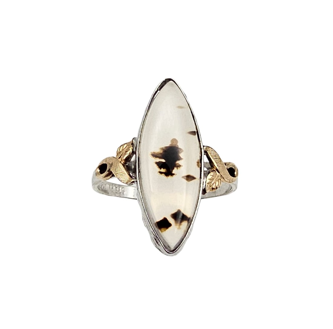 C&C 10K Gold Filled Sterling Silver Moss Agate Ring Size 8.75 3.1 G (1 of 4)