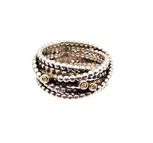 Diamond Sterling Silver Cocktail Ring Size 6.5 8.5 G