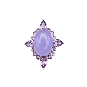 Purple Jade Amethyst Sterling Silver Cocktail Ring Size 6.75 5.7 G