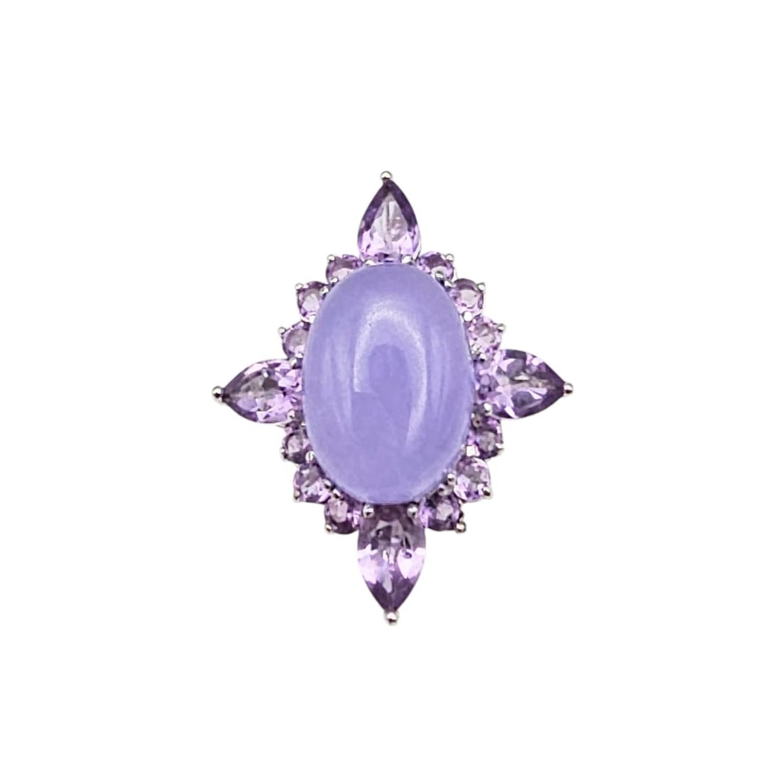 Purple Jade Amethyst Sterling Silver Cocktail Ring Size 6.75 5.7 G (1 of 4)